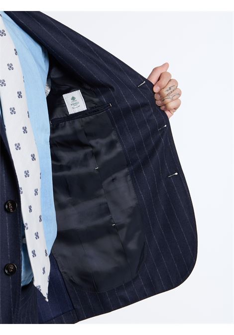 SINGLE-BREASTED PINSTRIPE WOOL SUIT - BLUE - LUIGI BORRELLI